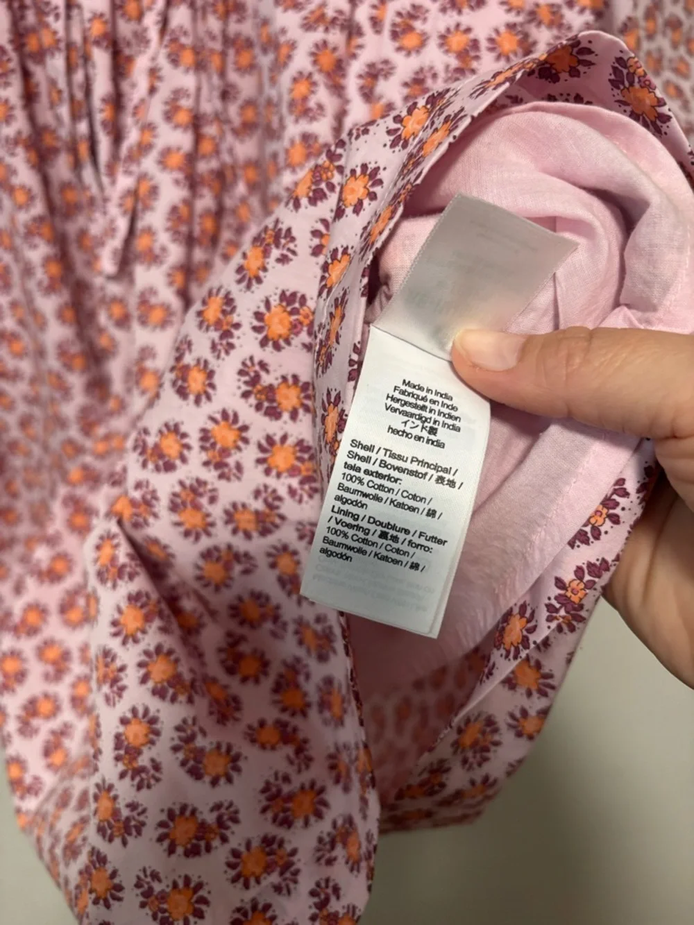 NEW J. Crew V Neck Pink Cotton Poplin Peony Paisley Mini Dress